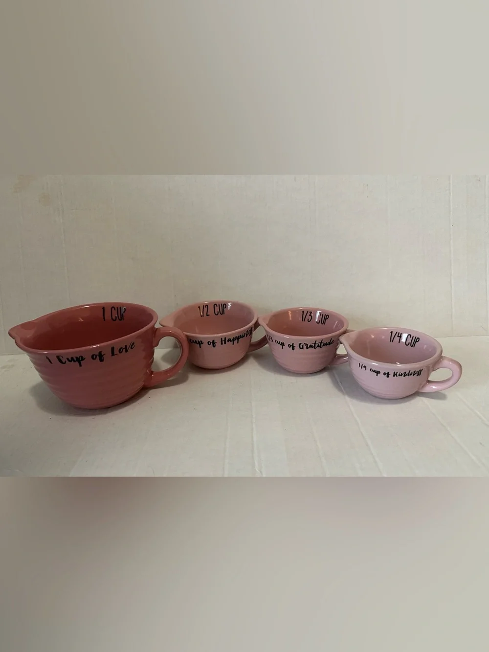 10 Strawberry Street Pink Ceramic Measuring Cups Set of 4